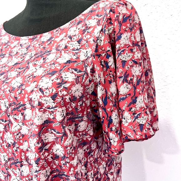 Lucky Brand Red and White Flutter Sleeve Blouse M - Picture 4 of 8